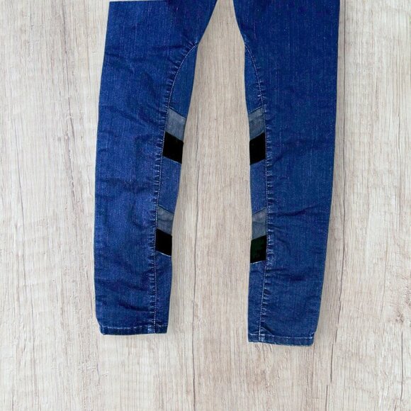 BLACK ORCHID Stretch Dark Wash Denim Velvet Patchwork Leg Detail Skinny Jeans 26 - Picture 11 of 14